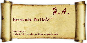 Hromada Anikó névjegykártya